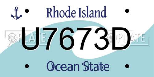U7673D Rhode Island License Plate