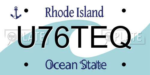 U76TEQ Rhode Island License Plate