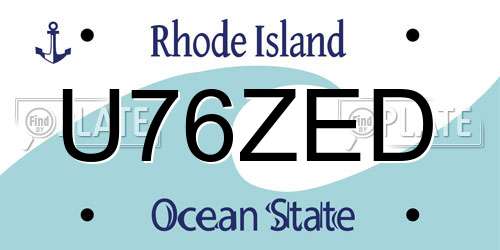 U76ZED Rhode Island License Plate