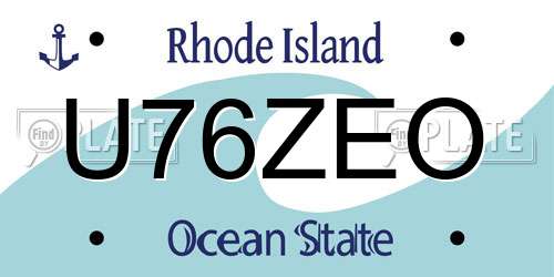 U76ZEO Rhode Island License Plate
