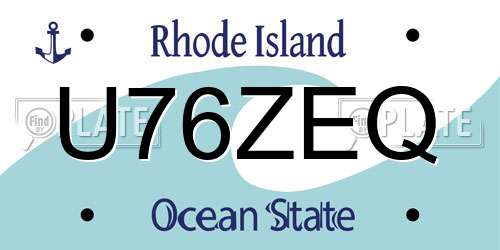 U76ZEQ Rhode Island License Plate