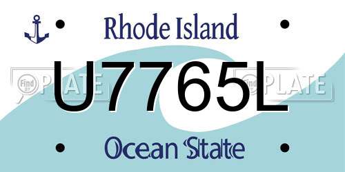 U7765L Rhode Island License Plate