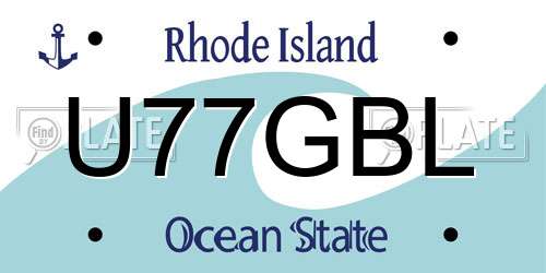 U77GBL Rhode Island License Plate