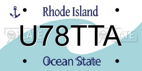 U78TTA Rhode Island License Plate