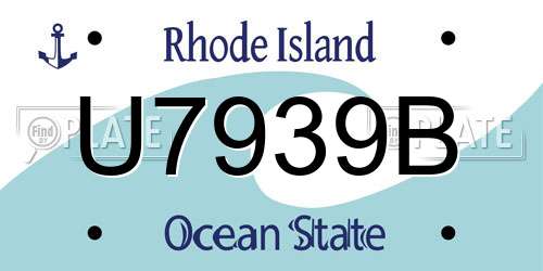 U7939B Rhode Island License Plate