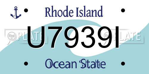 U7939I Rhode Island License Plate