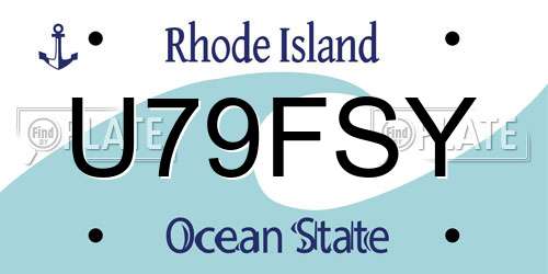 U79FSY Rhode Island License Plate