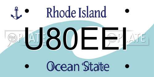 U80EEI Rhode Island License Plate