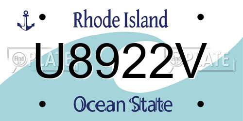 U8922V Rhode Island License Plate