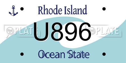U896 Rhode Island License Plate