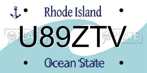 U89ZTV Rhode Island License Plate