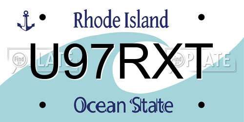 U97RXT Rhode Island License Plate