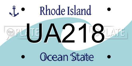 UA218 Rhode Island License Plate