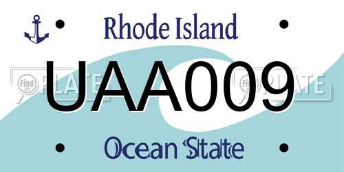 UAA009 Rhode Island License Plate