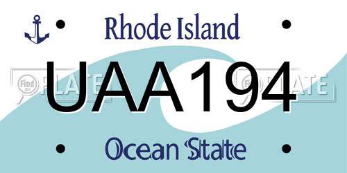 UAA194 Rhode Island License Plate
