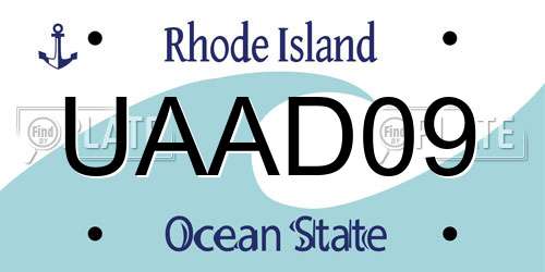 UAAD09 Rhode Island License Plate