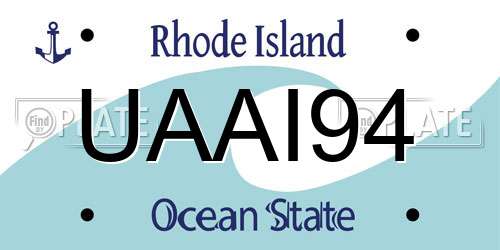 UAAI94 Rhode Island License Plate