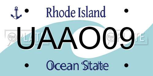 UAAO09 Rhode Island License Plate