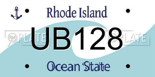 UB128 Rhode Island License Plate