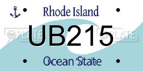 UB215 Rhode Island License Plate