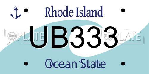 UB333 Rhode Island License Plate