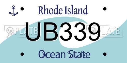 UB339 Rhode Island License Plate