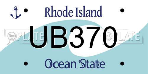 UB370 Rhode Island License Plate