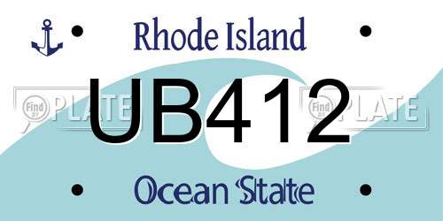 UB412 Rhode Island License Plate