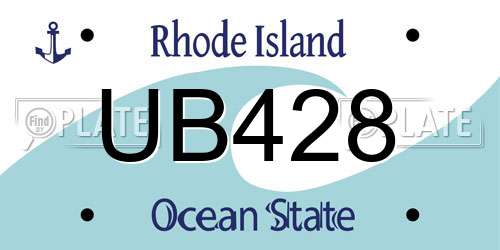 UB428 Rhode Island License Plate