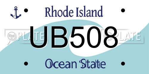 UB508 Rhode Island License Plate