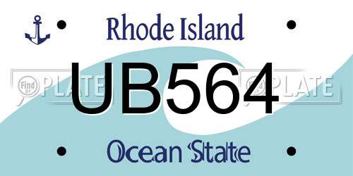 UB564 Rhode Island License Plate