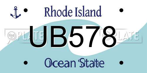 UB578 Rhode Island License Plate