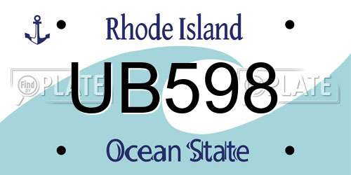 UB598 Rhode Island License Plate