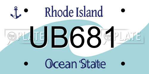 UB681 Rhode Island License Plate