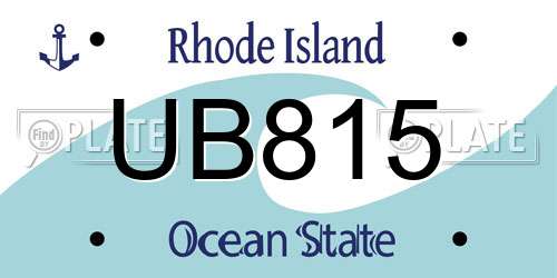 UB815 Rhode Island License Plate