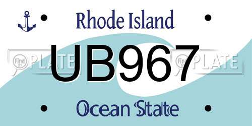 UB967 Rhode Island License Plate