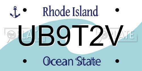 UB9T2V Rhode Island License Plate