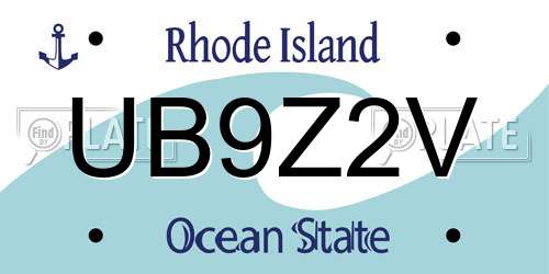 UB9Z2V Rhode Island License Plate