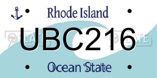 UBC216 Rhode Island License Plate