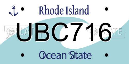 UBC716 Rhode Island License Plate