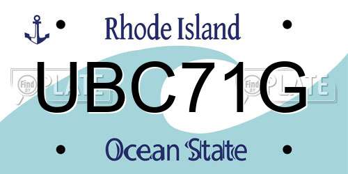 UBC71G Rhode Island License Plate