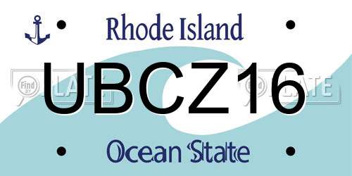 UBCZ16 Rhode Island License Plate