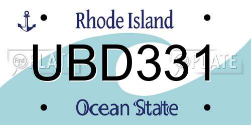 UBD331 Rhode Island License Plate