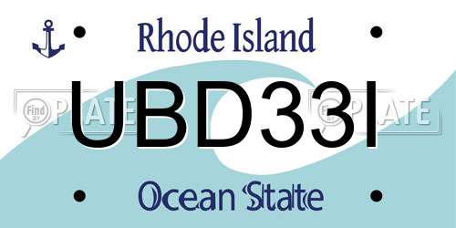 UBD33I Rhode Island License Plate
