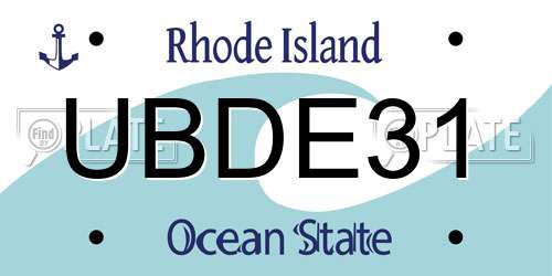 UBDE31 Rhode Island License Plate