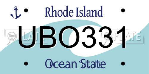 UBO331 Rhode Island License Plate