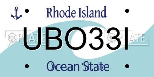 UBO33I Rhode Island License Plate