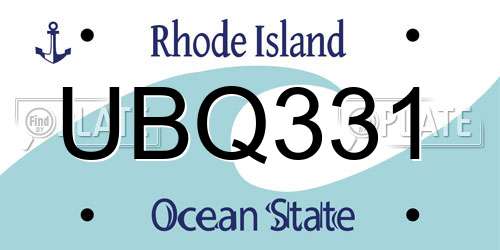 UBQ331 Rhode Island License Plate