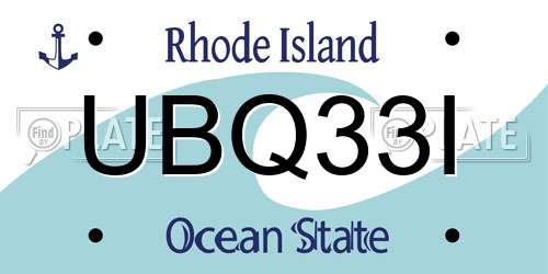 UBQ33I Rhode Island License Plate