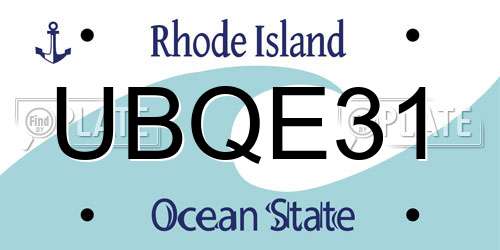 UBQE31 Rhode Island License Plate